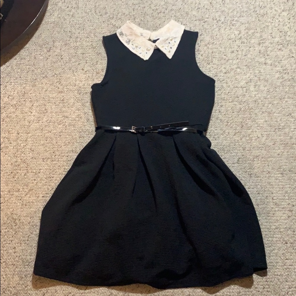 Knit Works pleated and pearl/gem embellished dress